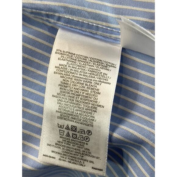 BROOKS BROTHERS Men's Blue Striped Regent-Fit Button-Up Dress Shirt SZ 16.5/32 - Picture 10 of 11